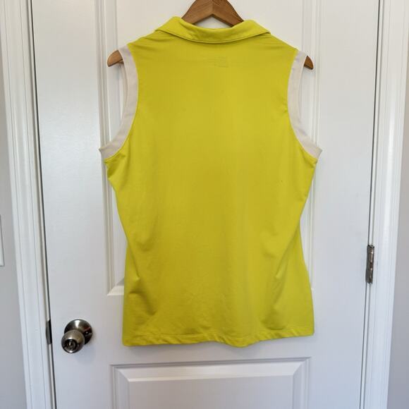 Nike Women's Golf Polo Shirt Tank Size XL Dri-Fit Sport Sleeveless Yellow White - Picture 3 of 11